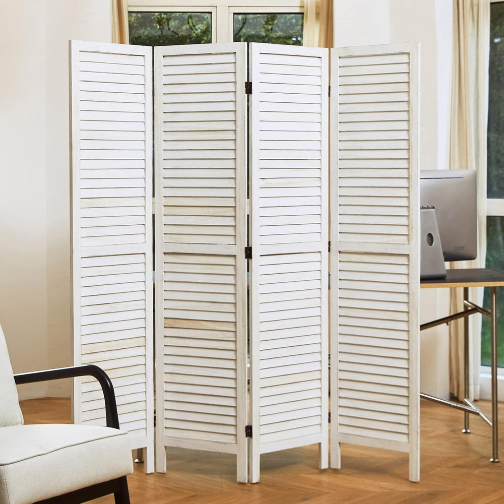 Room Dividers and Folding Privacy Screens, Wood Louvered Separators Divider W...
