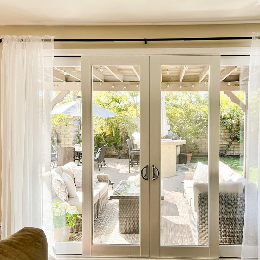 Rod Pocket Solid Sheer Curtains, White, 100" W x 84" L