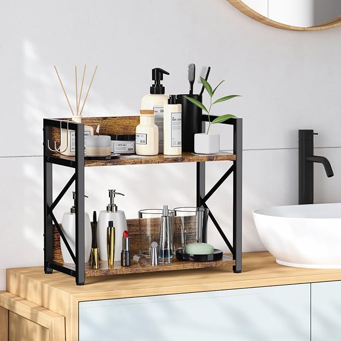 RUILALIFE 2 Tier Kitchen Counter Shelf Organizer, Coffee Bar Station Organizer - Image 4