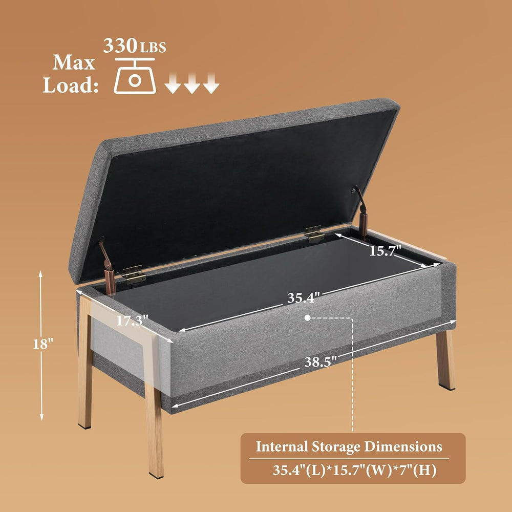 Furniliving Storage Bench for Bedroom, Modern End of Bed Storage Ottoman Benc...