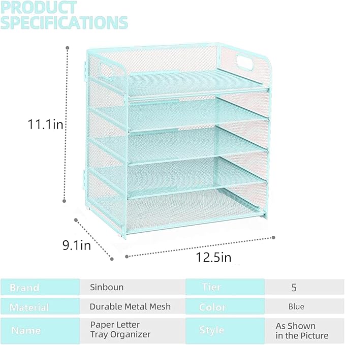 Letter Tray Paper Organizer 5-Tier Desk Organizer File Organizer Paper Holder - Image 2