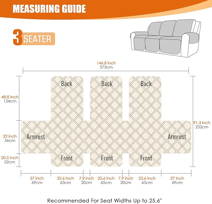 VANSOFY Waterproof Recliner Couch Covers, Sofa Covers 1-Piece Washable - Image 3