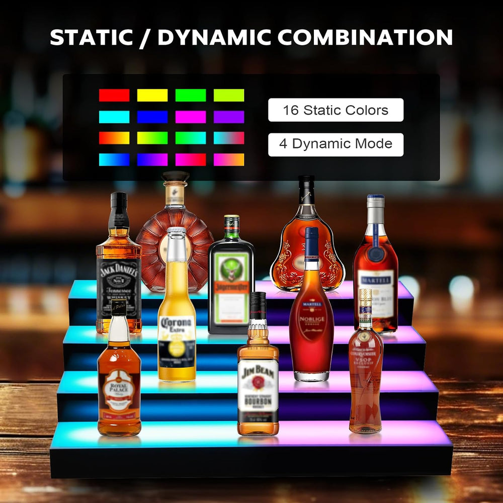 Dollate 4-Tier 16 Inch LED Liquor Bottle Display Shelf, Tabletop Wine Rack, 1...