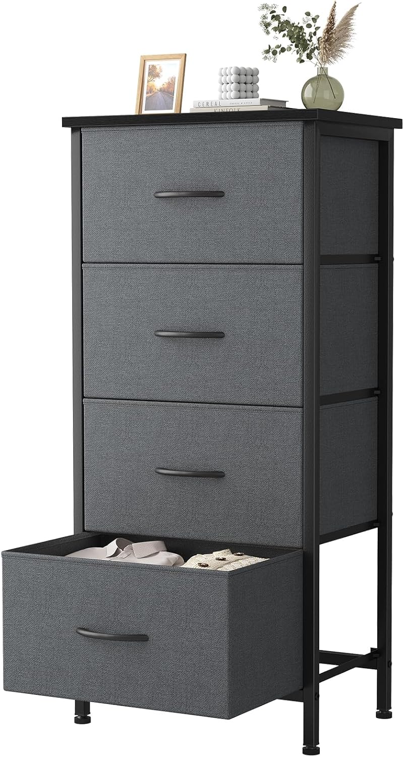 Sweetcrispy Dresser for Bedroom, 4 Drawer Storage Cabinet, Tall Nightstand