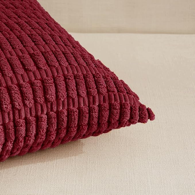 Fancy Homi 4 Packs Burgundy Decorative Throw Pillow Covers 18x18 Inch - Image 4