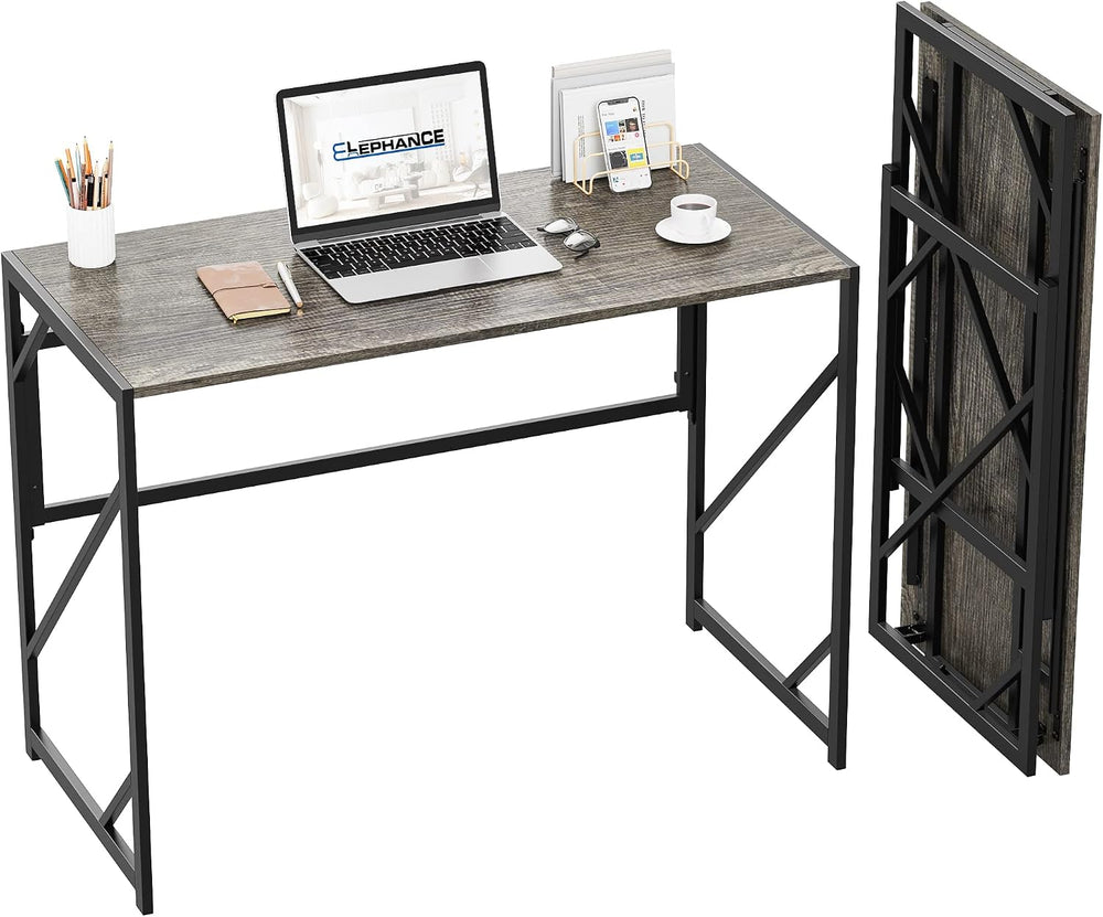 Elephance Folding Desk Writing Computer Desk for Home Office, No-Assembly Stu...