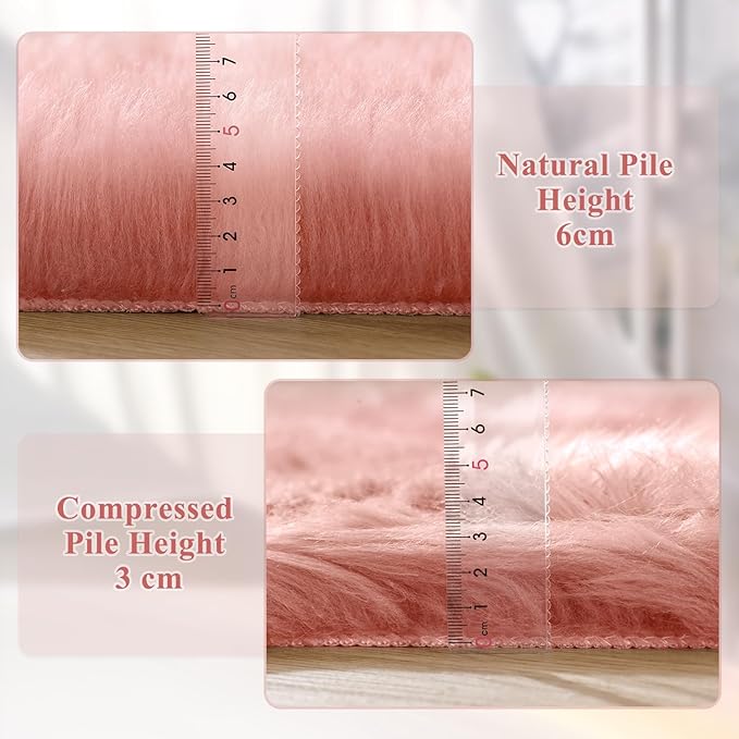 ORINOVA Pink Faux Sheepskin Fuzzy Fur Rugs - Image 4