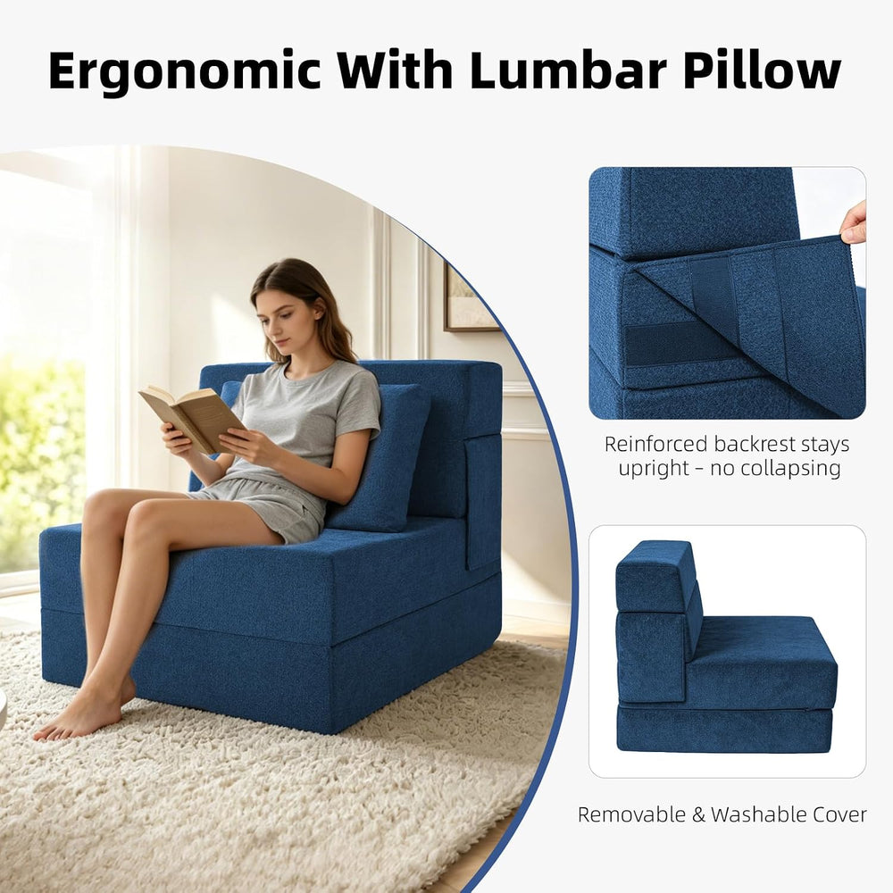 Folding Sofa Bed, Convertible Sleeper Chair Bed with Pillow