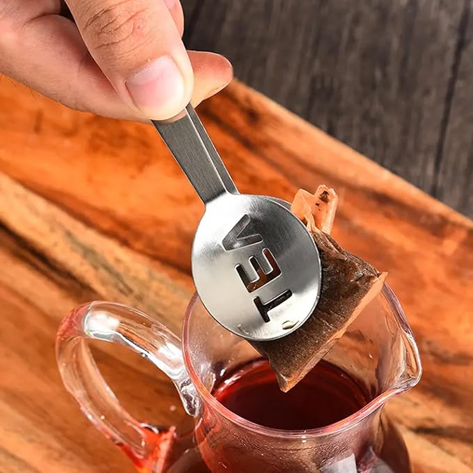 4Pcs Tea Bag Squeezer, Stainless Steel Clip On Strainer, Tea Spoon Tongs - Image 4