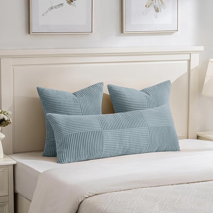 Fancy Homi Set of 2 Light Blue Euro Decorative Throw Pillow Covers 28x28 Inch - Image 5