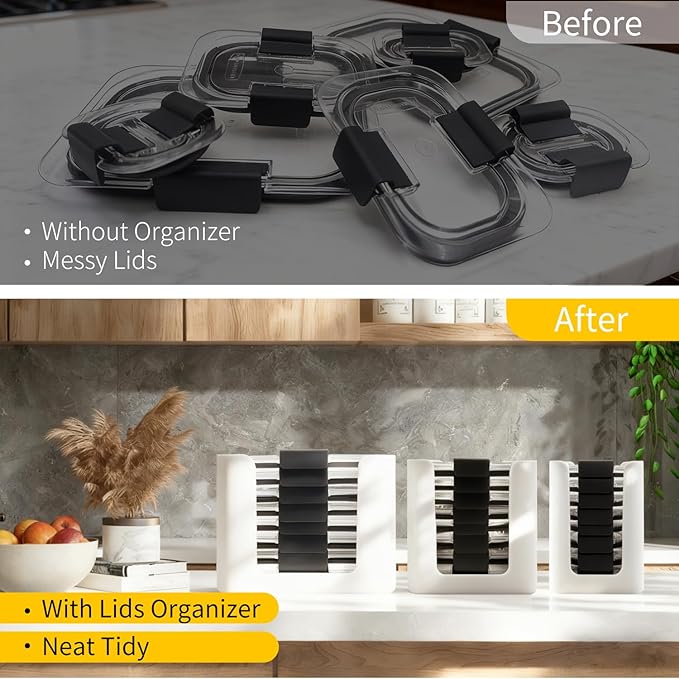 Food Container Lid Organizer for Rubbermaid Brilliances nap-on lids, Food - Image 8