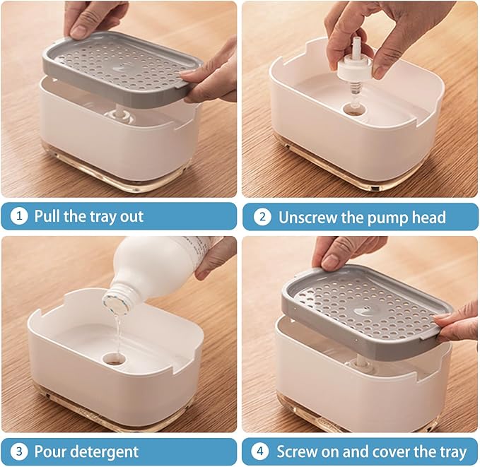 RUFCRIL Soap Pump Dispenser and Sponge Holder, 10oz / 300ml Dish Soap Dispenser - Image 7