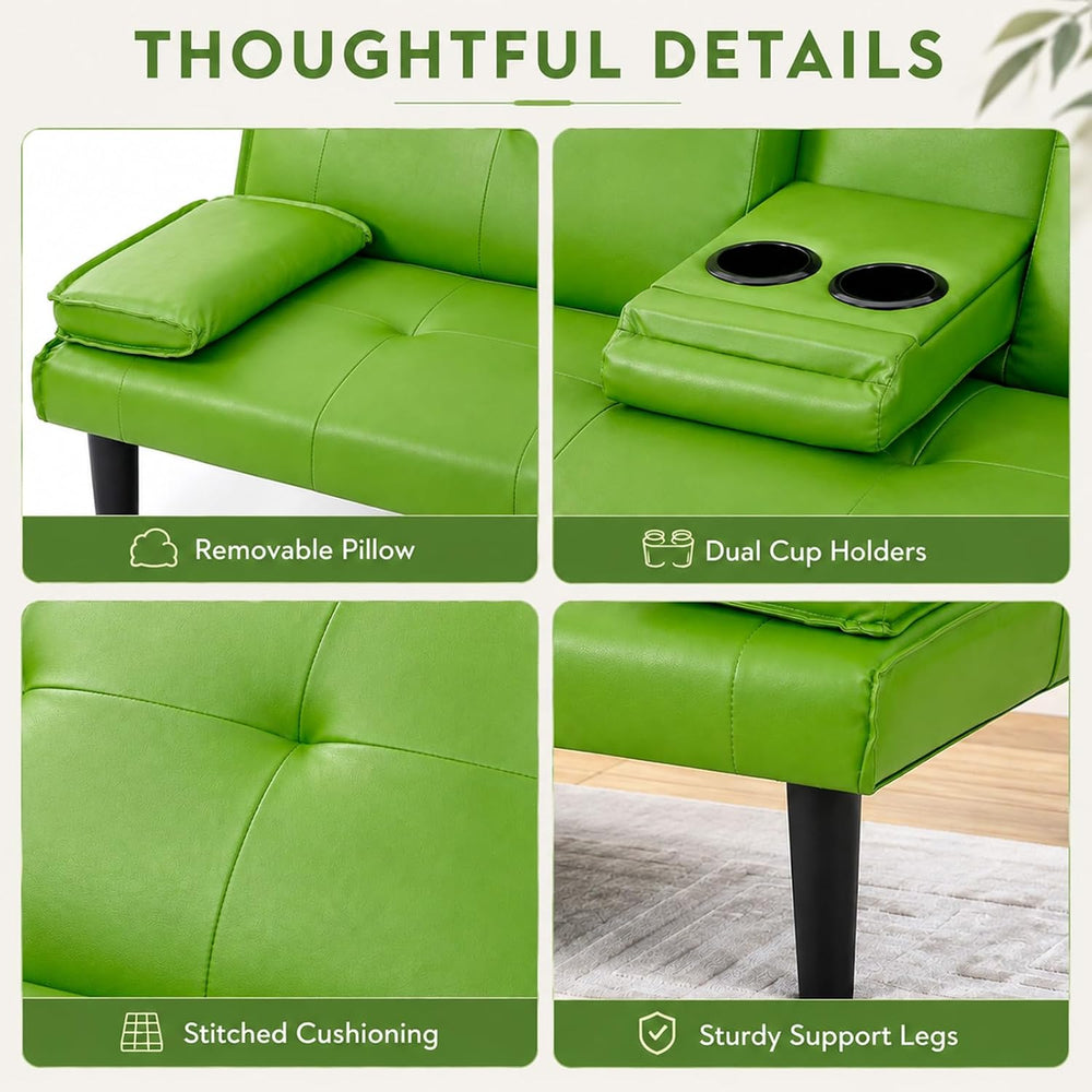 67"Modern Futon Sofa Bed,Convertible 3 in 1 Sleeper Bed Couches with Adj...