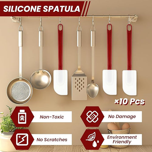 10 Pcs 10 Inch Flexible Rubber Spatulas, Silicone Spatula Set, Commercial Grade - Image 2