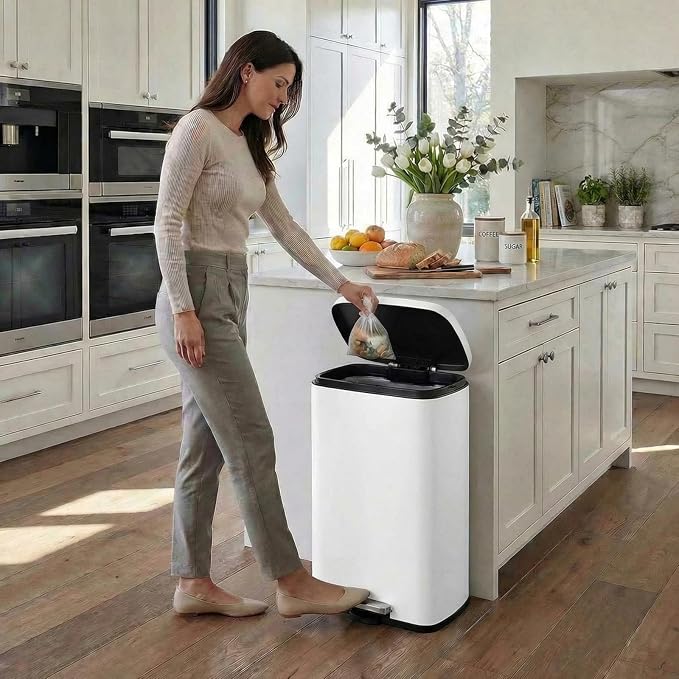13.2 Gal Kitchen Trash Can, 50L Recycling or Garbage Bin, Brushed Stainless - Image 9