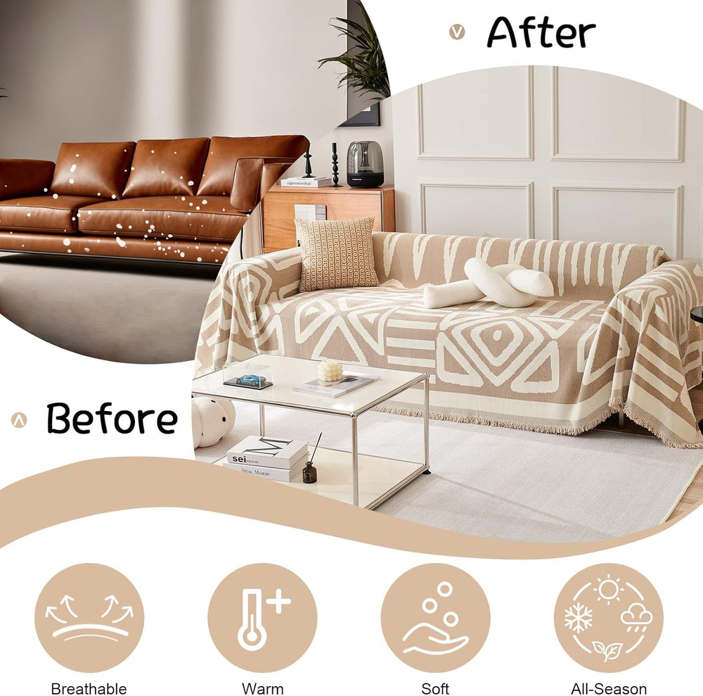 VClife Boho Chenille Couch Cover Large Loveseat Cover for Sofa, Soft Machine-...