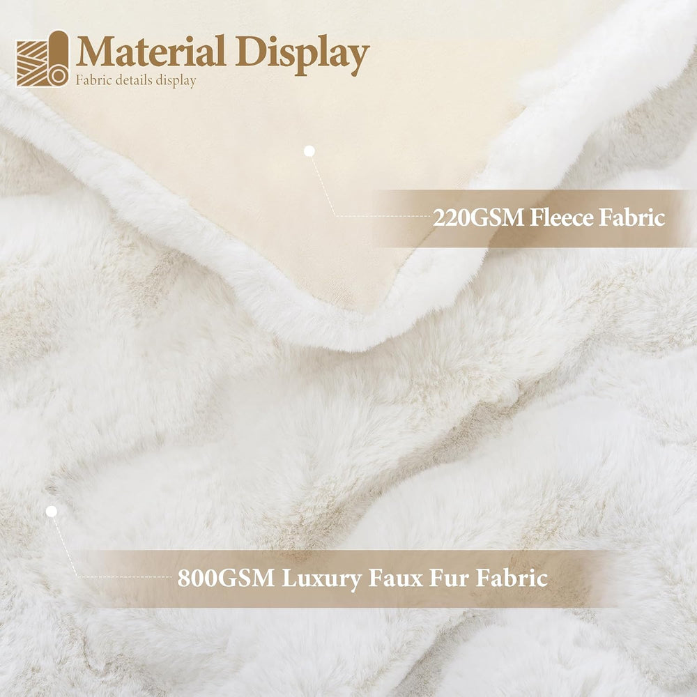 Luxury 1000GSM Faux Rabbit Fur Throw Blanket, Super Heavy Warm Cozy Blankets ...