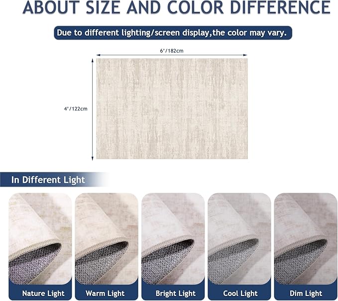 4x6 Rug - Stain Resistant Abstract Washable Rugs, Anti Slip Area Rugs - Image 2