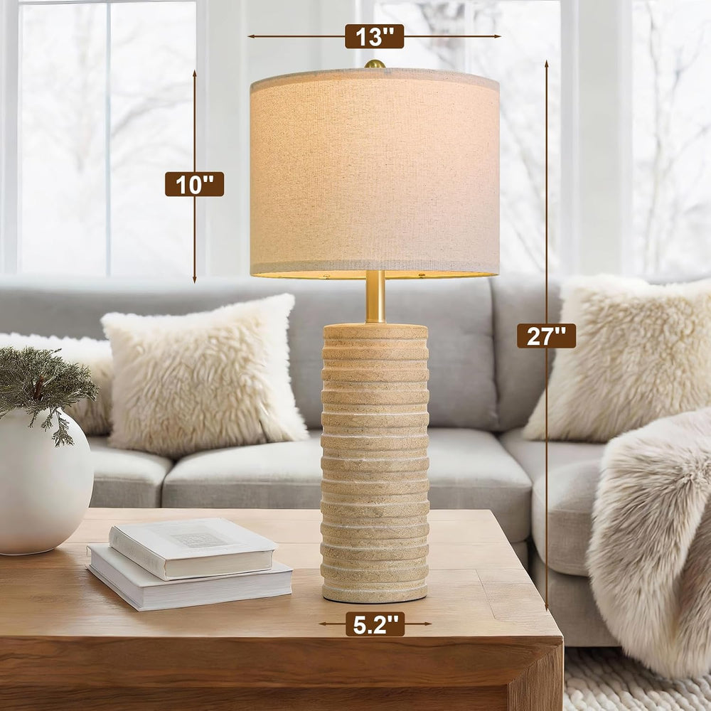 PoKat 27'' Farmhouse Table Lamps Set of 2 for Living Room, Stone-Like