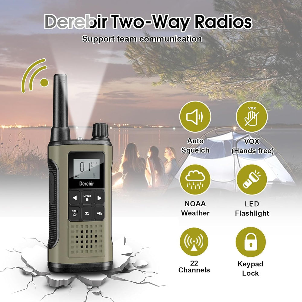 Walkie Talkies for Adults Rechargeable-2 Pack (Khaki & Dark Green)