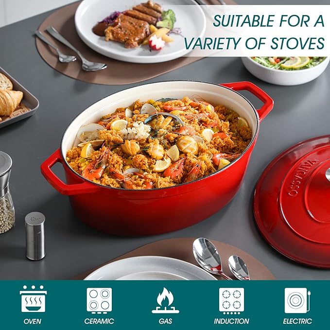 vancasso Enameled Cast Iron Dutch Oven, 9.3 Quart Dutch Oven Pot - Image 3