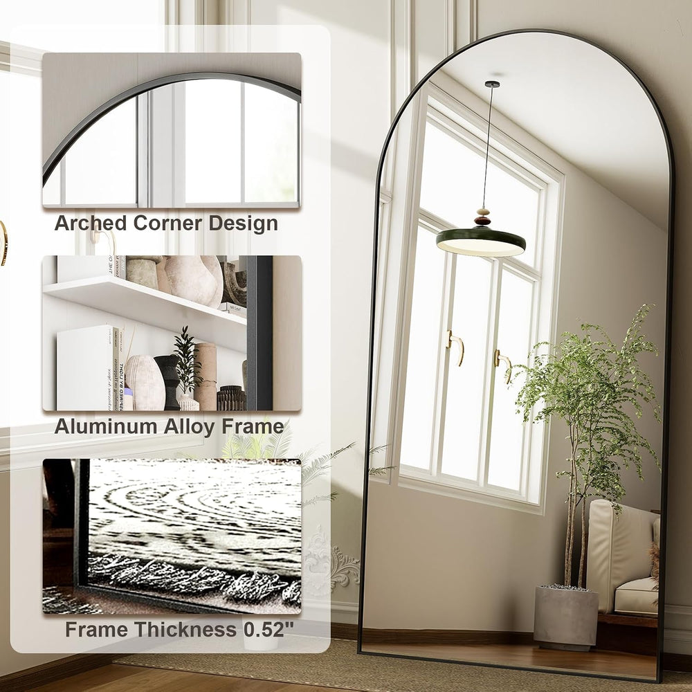 HARRITPURE 71"x30" Arched Full Length Mirror, Black