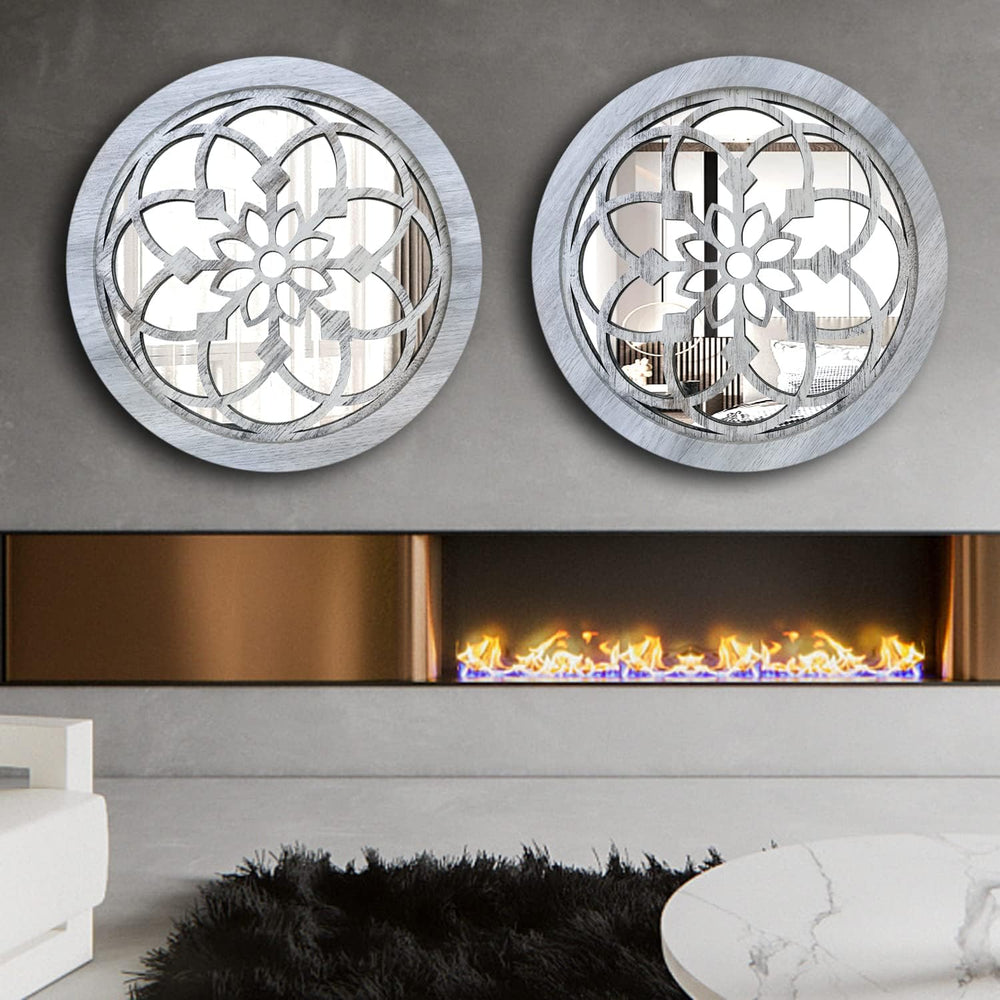 Wocred 2 PCS 20 inch Round Rustic Wall Mirror,Gorgeous Farmhouse Accent Mirro...