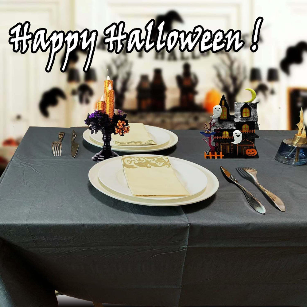[6 Pack] Black Paper Tablecloths Disposable for Rectangle Tables, 54 X 108 In...