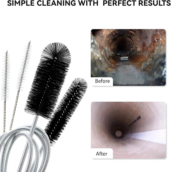 Flexible Drain Brush, 66 Inch Long Double Ended Hose Pipe Cleaners and 58 Inch - Image 7