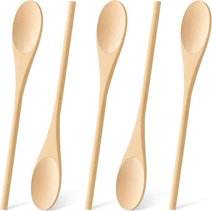 MORGLES 5 Pcs Wooden Spoons for Cooking, 12 Inches Long Handle Spoons for Mixing by Morgles