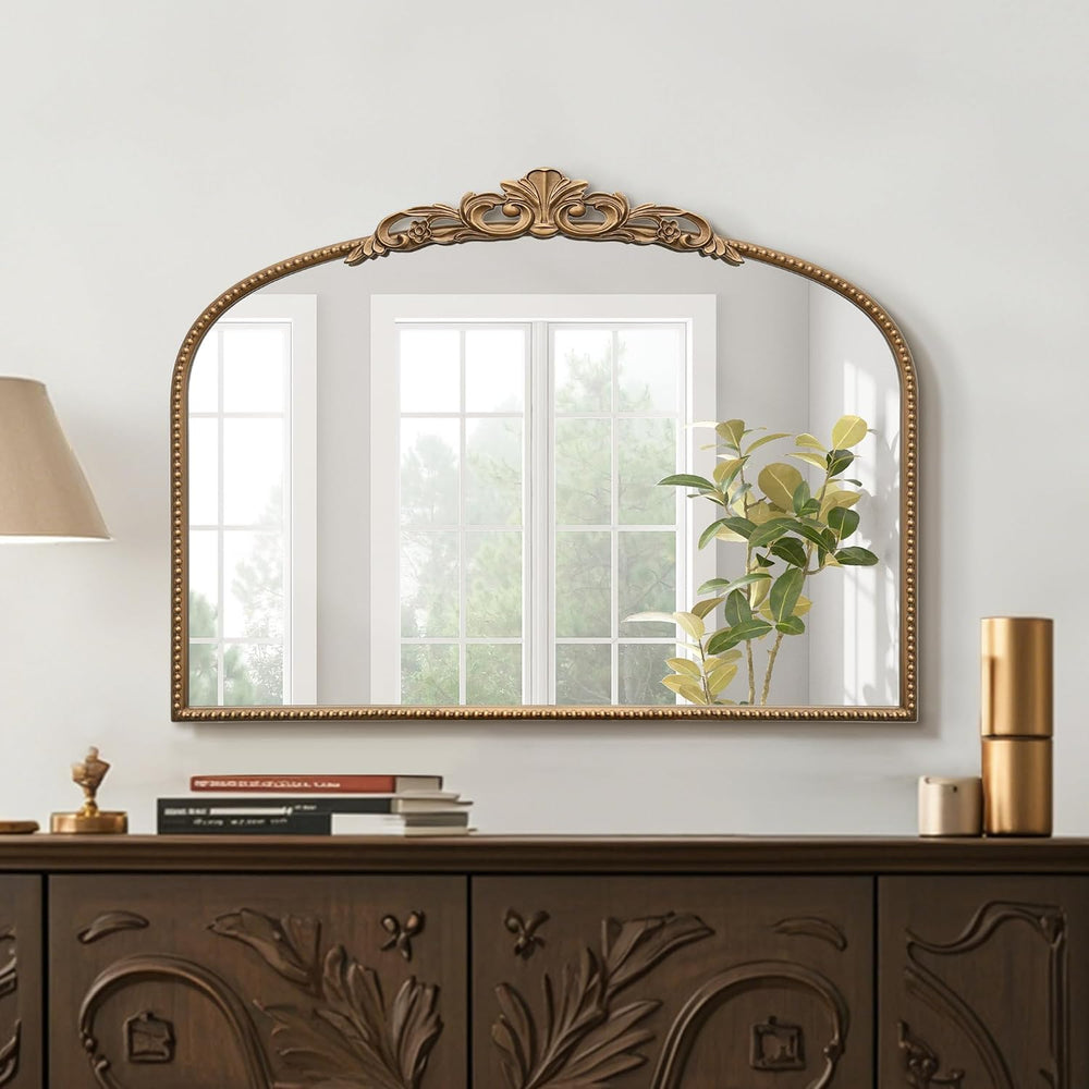 Micasso Vintage Gold Arched Mirror: 32"x24" Baroque Antique Vanity ...