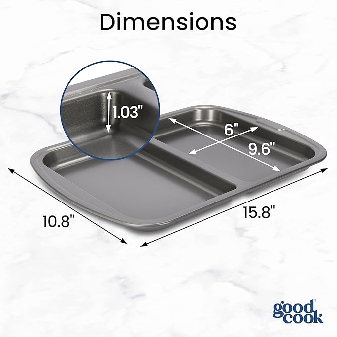 GoodCook Everyday Divided Sheet Pan 1-Inch Deep 2-Section Non-Stick - Image 2