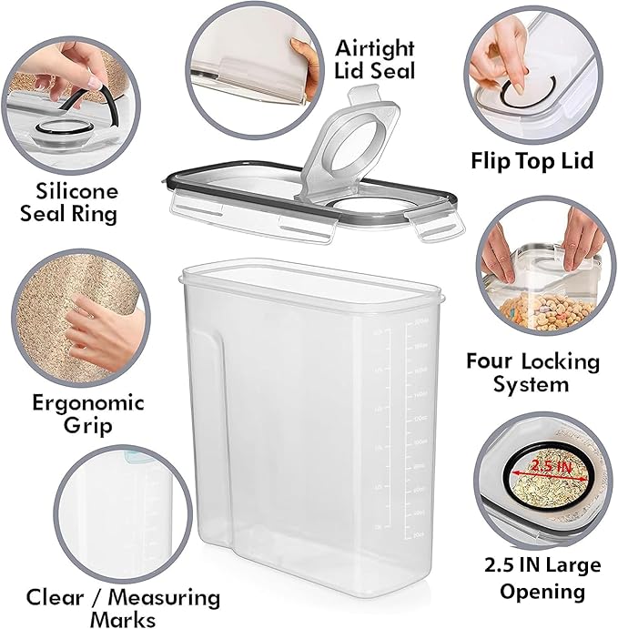 Shazo 2 Pack EXTRA Large Airtight Food Storage Cereal Containers - Image 4