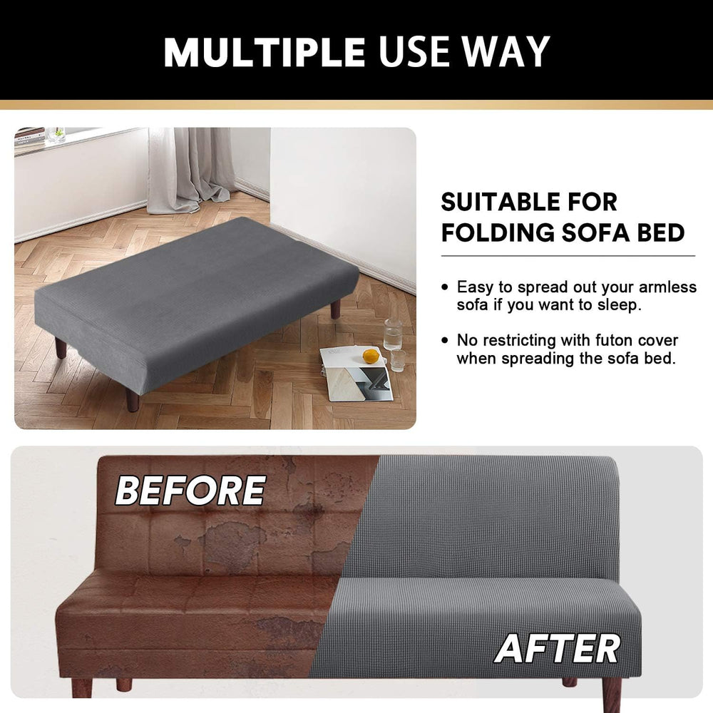 PrinceDeco Stretch Armless Futon Cover Futon Slipcover Full Queen Couch Cover...