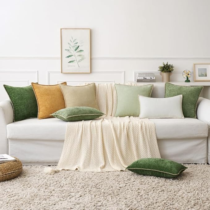 MIULEE Pack of 2 Couch Throw Pillow Covers 24x24 Inch Beige Farmhouse - Image 7
