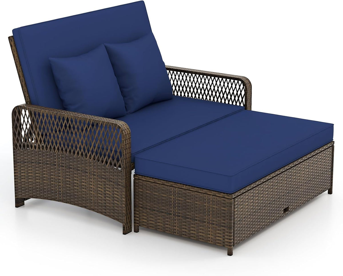 tangkula patio rattan daybed with 4-level adjustable backrest, main product view