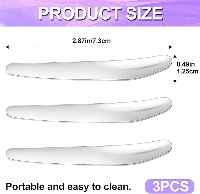 Pndeyo 3pcs Mini Stainless Steel Makeup Spatula, 2.87x0.49in Reusable Cosmetic - Image 2