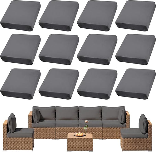 12Pcs Outdoor Cushion Covers, Patio Cushion Covers, Stretch Elastic Slipcovers by dreahoteztil