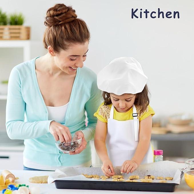Kids Apron and Chef Hat Set, 16 Pieces Boys Girls Kids Apron - Image 6
