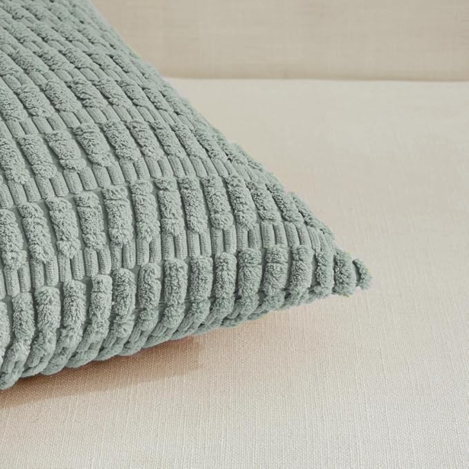 Fancy Homi 4 Packs Grey Blue Decorative Throw Pillow Covers 22x22 Inch - Image 4