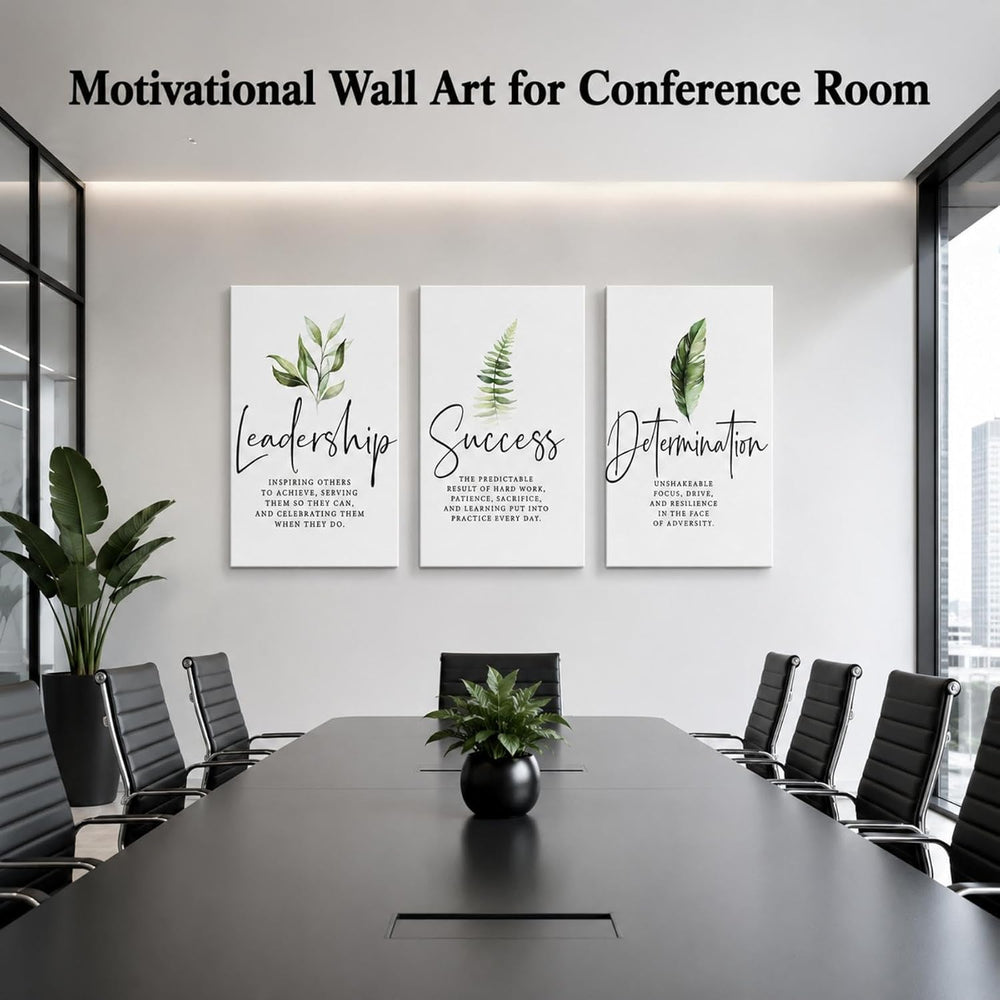 Set of 3 Framed Canvas Art - Modern Motivational Office Wall Decor, Leadershi...
