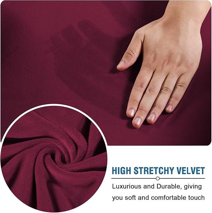 H.VERSAILTEX Wingback Chair Covers Velvet Plush Wing Chair Slipcover 1 Piece - Image 3