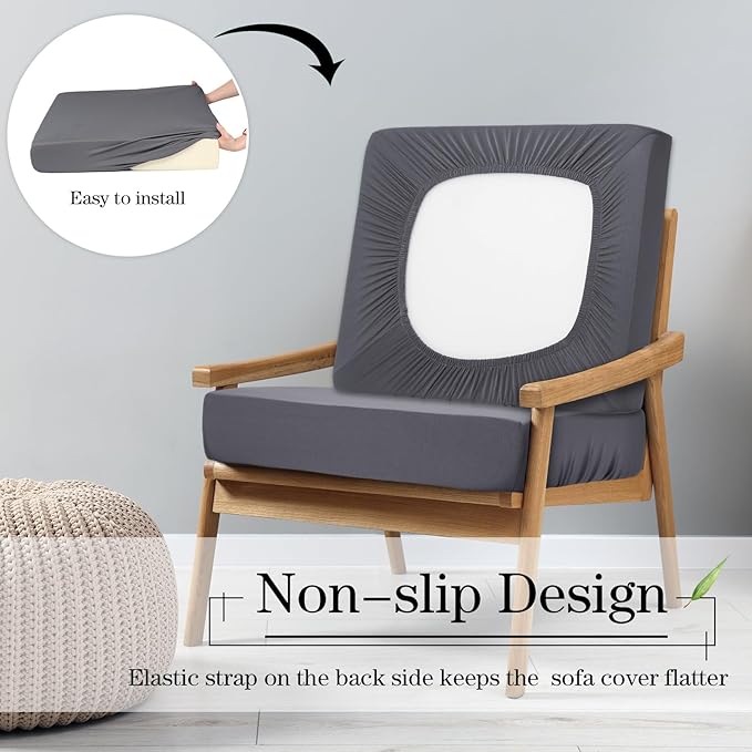 Newwiee Set of 4 Stretch Patio Cushion Covers Sofa Couch Seat Chair Slipcovers - Image 5