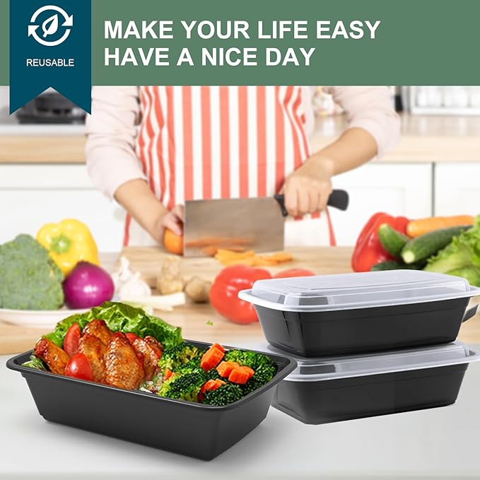 vivigu 50 Pack Meal Prep Containers 38 oz, Leakproof To Go Food Containers - Image 7