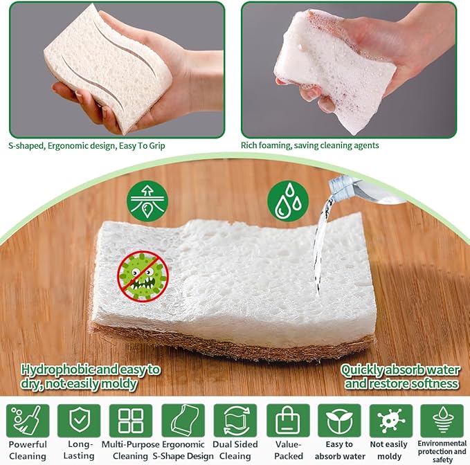 Sponges Kitchen Natural Dish Sponge Plant-Based Biodegradable Compostable - Image 2