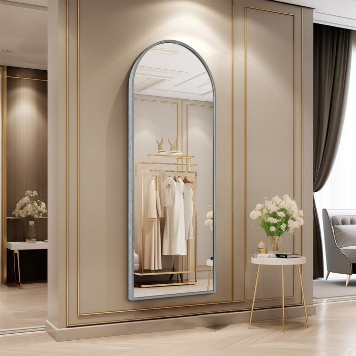 Arch Full Length Wall Mirror, 48"x16" Arched Wall Mounted Mirror, Metal Aluminum Frame Modern Simple Home Decor, Leaning Against Wall Mirror for Bedroom Living Room Cloakroom Gray
