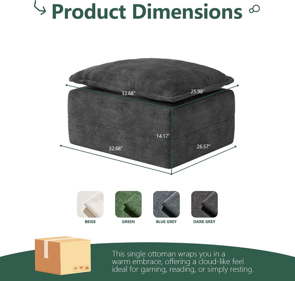 Hobestluk Cloud Memory Foam Ottoman, Removable Cover Footrest, Dark Grey