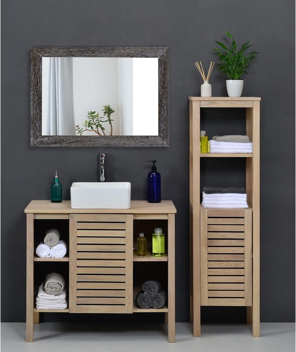 AAZZKANG Wall Mirror with Rectangle Wood Frame Large 20"x16" Rustic...