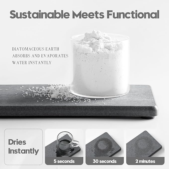 3PCS Water Absorbing Soap Dish Sponge Holder, Diatomite Stone Drying Tray Mat - Image 5