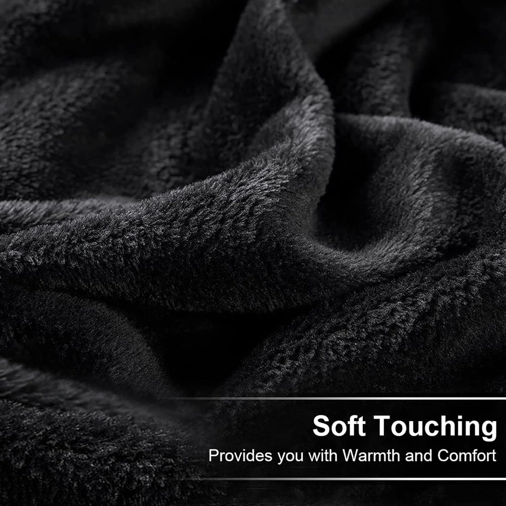 EASELAND Soft Lightweight Queen Size Fleece Blanket, Black, 90x90 inches
